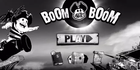 Постер - Пиратские корабли и черно-белый цвет в аркаде Pirate Boom Boom